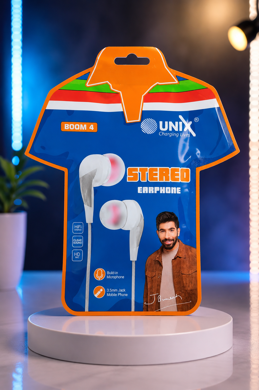 UNIX BOOM 4 Stereo Wired Earphone with Mic | Hi-Fi Sound | 3.5mm Jack | White