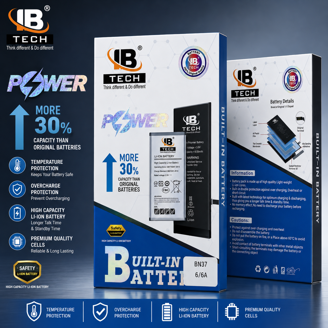 IB TECH POWER BN37 Battery – High Capacity Replacement