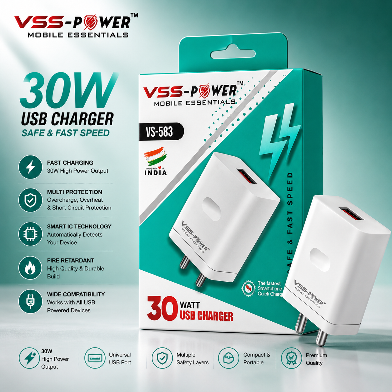 VSS-Power VS-583 30W USB Fast Charger – All Models