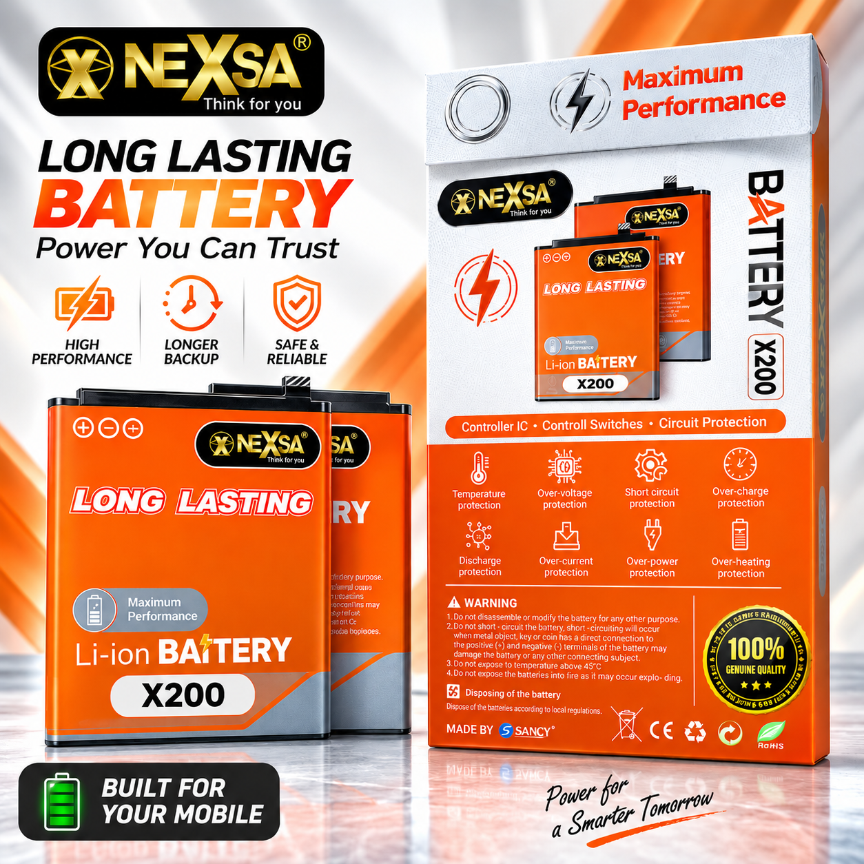 NEXSA X200 Li-Ion Mobile Battery | Long Lasting | Maximum Performance | Multi-Protection